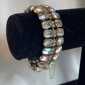 Vintage AB Gorgeous Art Deco rhinestone bracelet 7.5”